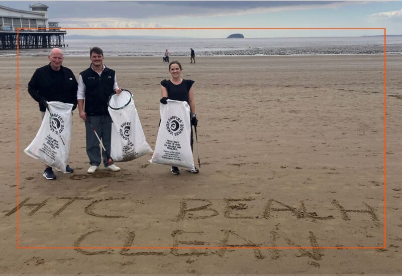 Hartnell Taylor Cook team holding a Beach clean up at Weston Super Mare sept 2025
