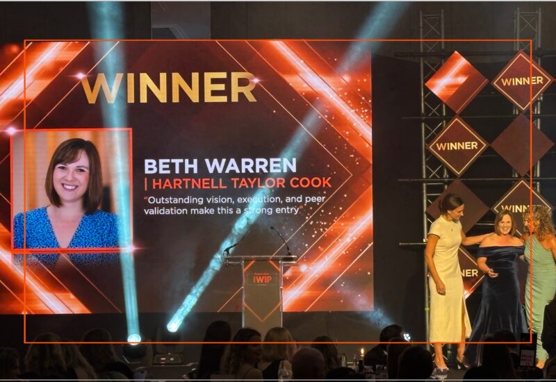 Beth Warren wins Inspirational Women in Property Award as EDI Champion Oct 2025 Hartnell Taylor Cook